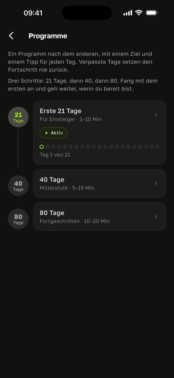 Stufen der täglichen Praxis auf dem Nagelbrett in Sadharo: „Erste 21 Tage“ für Einsteiger, „40 Tage“ als Mittelstufe, „80 Tage“ für Fortgeschrittene