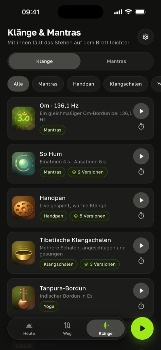 Bibliothek mit Klängen und Mantras
