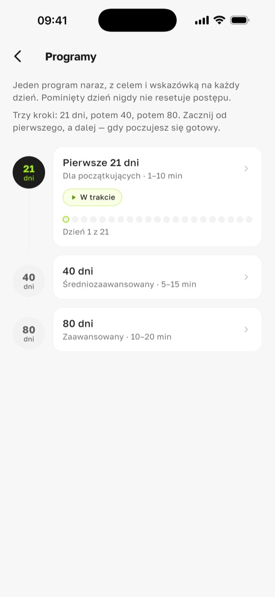 Programy Sadharo – ile stać na gwoździach: 1–10 minut dla początkujących, 5–15 minut w programie na 40 dni i 10–20 minut w programie na 80 dni
