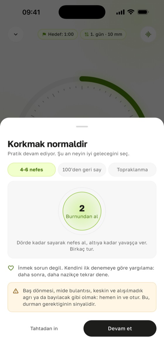 Sadhu tahtası acıtırsa: Sadharo’da “Korktun mu?” penceresi; nefes, 100’den geri sayma, topraklanma ve “Tahtadan in”