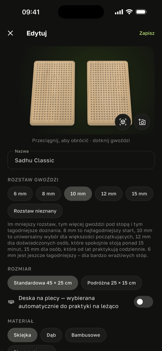 Edycja deski w Sadharo: rozstaw gwoździ od 6 do 15 mm, podpowiedź, jaką deskę sadhu wybrać, i rozmiar deski